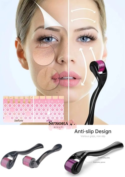 Titanyum Uçlu 540 Iğneli Derma Roller 0,5 mm Cilt Yüz Vücut Saç Yenileme Masaj Aleti modelleri