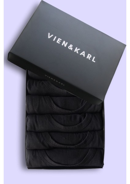 Erkek Siyah 6'lı Premium Kutuda Pamuk Atlet