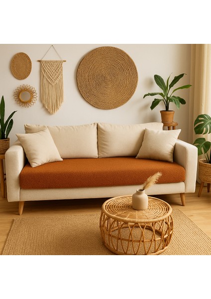 Teddy Kıvırck Peluş Üç Kişilik Koltuk Için ( 1ADET ) Sadece Oturma Alanı Örtü 80 x 190 cm (Kiremit) fiyatları