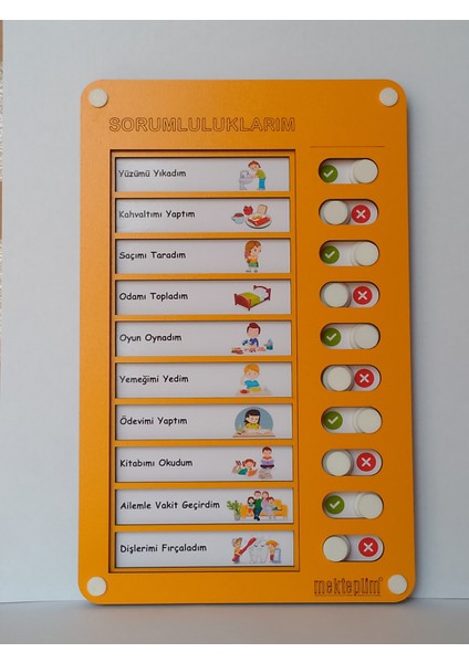 Eğitici Günlük Rutin Checklist Görev ve Sorumluluk Tablosu Turuncu
