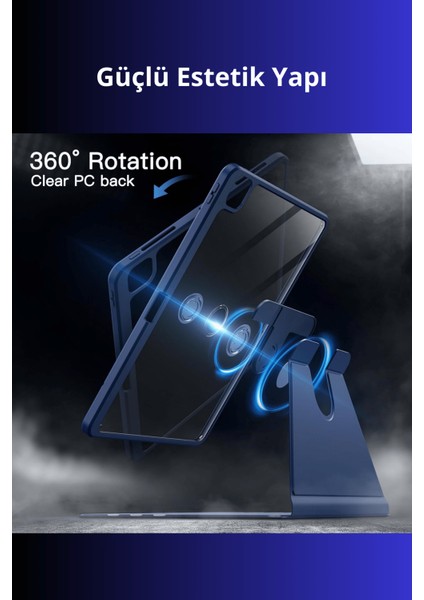 iPad Pro 11 Inç 2025 M5 Çipli 360 Derece Dönebilen Standlı Pino iPad Tablet Kılıfı fırsatları