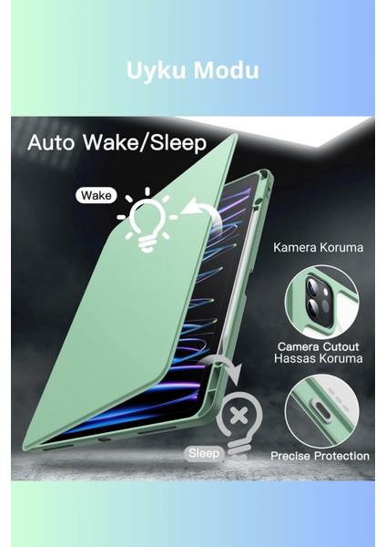 iPad Pro 11 Inç 2025 M5 Çipli 360 Derece Dönebilen Standlı Pino iPad Tablet Kılıfı modelleri