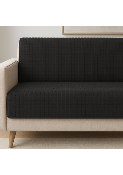 Dikdörtgen Desen Kapitone Esnek Kumaş Çok Amaçlı Koltuk Örtüsü 210*160CM Ölçü (Siyah) fiyatları