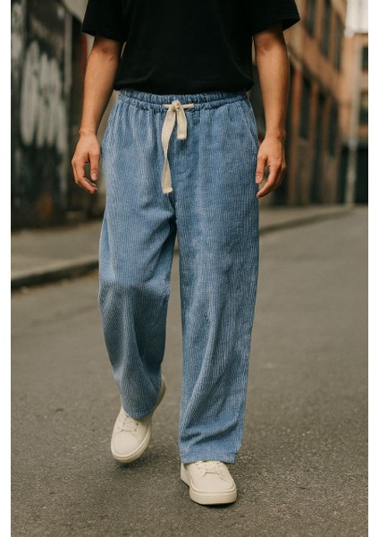 Erkek Kadife Baggy Kesim Beli Lastikli Pantolon