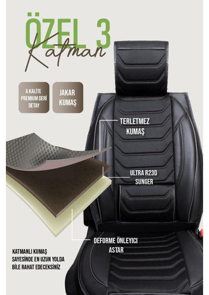 Hyundai I20 Deri Oto Koltuk Kılıfı Ön Arka Takım Antalya Seri Siyah Scr indirimleri