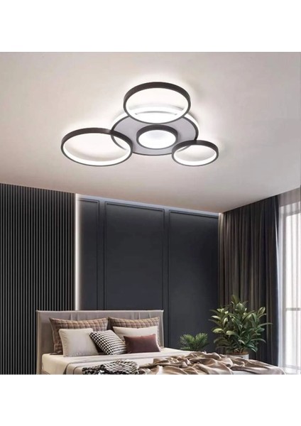 Yaman Modern Tasarım Siyah Renk Beyaz Ledli Cafe - Mutfak - Salon LED Avize