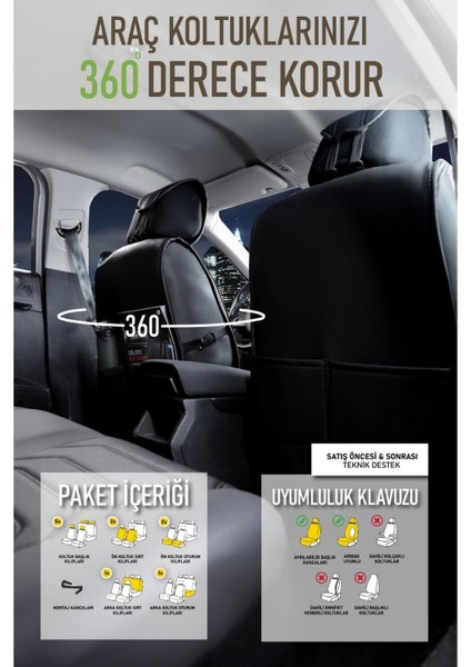 Nissan Altima Deri Oto Koltuk Kılıfı Ön Arka Takım Antalya Seri Siyah Scr