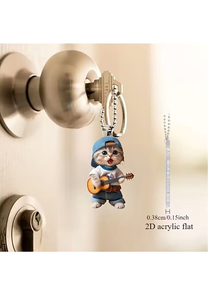 Sevimli Kedi Gitar Anahtarlık Çanta Süsü fiyatları