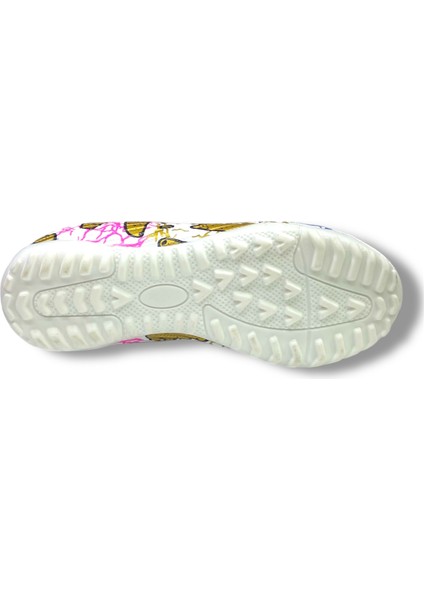 Çocuk Çoraplı Halısaha & Krampon Ayakkabı Beyaz Gold Desenli indirimleri