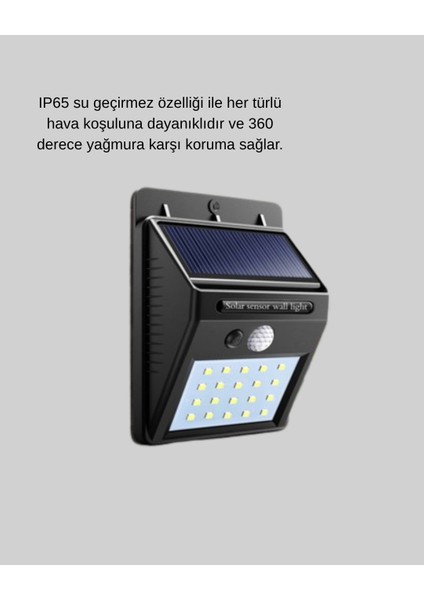 Güneş Enerjili 20 LED Hareket Sensörlü Lamba – IP65 Su Geçirmez Dış Mekan Aydınlatma modelleri