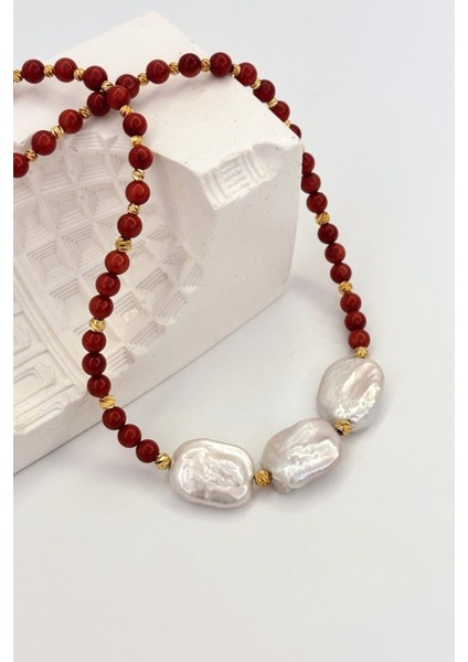 Coral Pearl No:1 Altın Kaplama Kolye