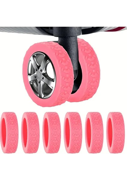 Valiz ve Ofis Sandalyesi Tekerlek Kılıfı Sessiz Silikon Koruyucu Kaplama 8 Adet