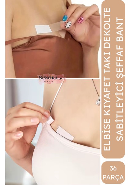36 Parça Şeffaf Elbise Sabitleyici Bant Dekolte Abiye Takı Gelinlik Elbise Sütyen Kaydırmaz Bandı