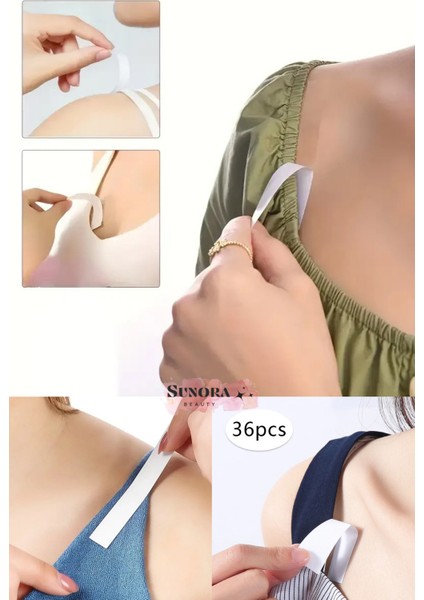 36 Parça Şeffaf Elbise Sabitleyici Bant Dekolte Abiye Takı Gelinlik Elbise Sütyen Kaydırmaz Bandı indirimleri