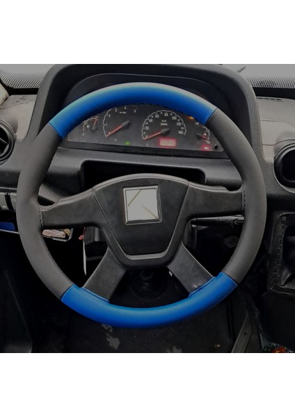Dikişli Direksiyon Kılıfı Siyah Deri Mavi Deri Siyah Dikişli Karsan J9 - J10 Için