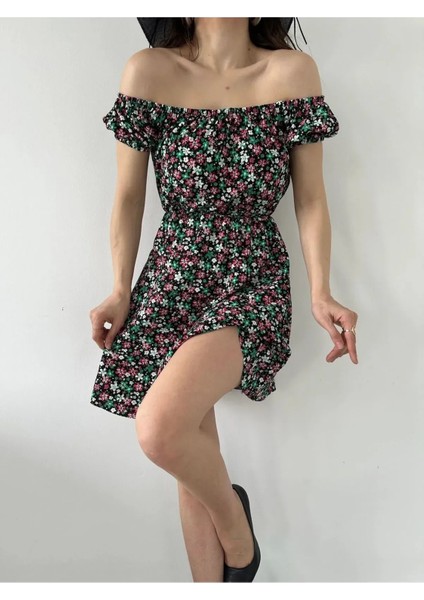 Madonna Yaka Çiçek Desenli Elbise modelleri