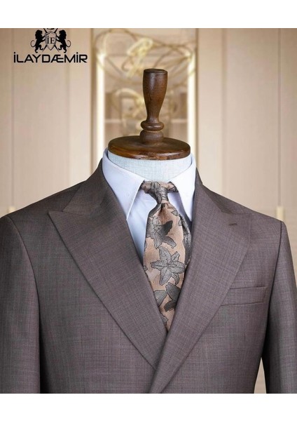 Slım Fıt Kemer Detaylı Erkek Takım Elbise Kahverengi modelleri