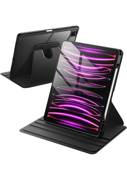 iPad Pro 11 Inç 2025 M5 Çipli 360 Derece Dönebilen Standlı Pino iPad Tablet Kılıfı