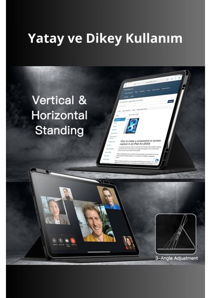 iPad Pro 11 Inç 2025 M5 Çipli 360 Derece Dönebilen Standlı Pino iPad Tablet Kılıfı indirimleri