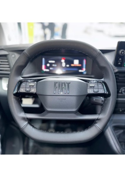 Dikişli Direksiyon Kılıfı Siyah Deri Noktalı Deri Siyah Dikişli Fıat Scuda Birebir Uyum
