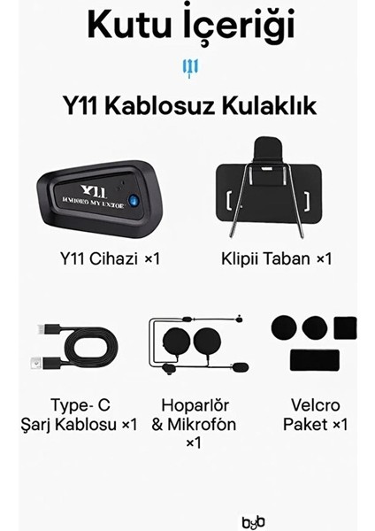 Y11 Bluetooth Kulaklık Mikrofonlu Motosiklet Kulaklığı Intercom Bt 5.3 - Lisinya indirimleri