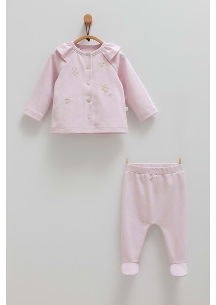 Cute Rabbıt Çiçek Nakışlı Çıtçıtlı Alt Üst Takım - Caramell - TKK1479 - Lila - 9 - 12 Ay - TKK1479-LILA-9 - 12 Ay Lila