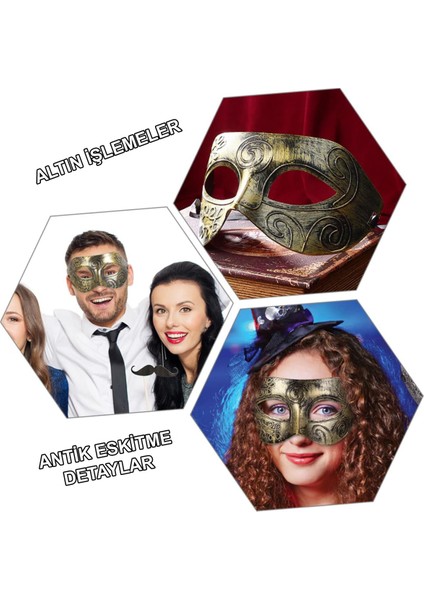 Wizard Altın Eskitme Yüz Maskesi - K Tarz Balo Maskesi