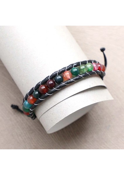 Çakra Doğaltaş Çelik Tel Örgülü Makrome Bileklik 33512B5D4