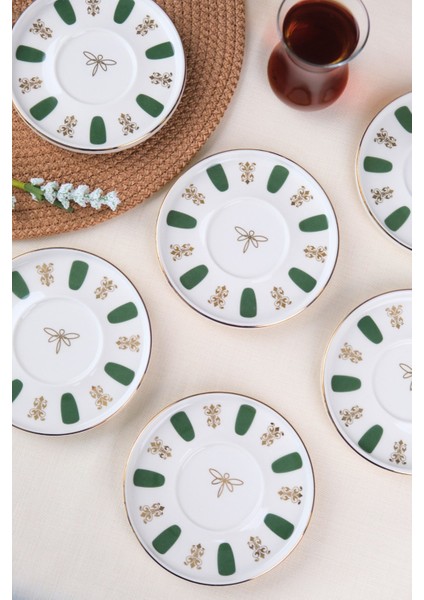 Porselen Acem Zade Yeşil 6 Kişilik Çay Tabağı 12,5cm 6 Lı fırsatları