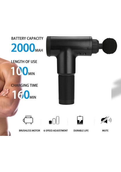 Masaj Aleti Kademeli 2000MAH Batarya Derin Doku Kas Masaj Tabancası 4 Başlıklı Renk Seçilemez modelleri