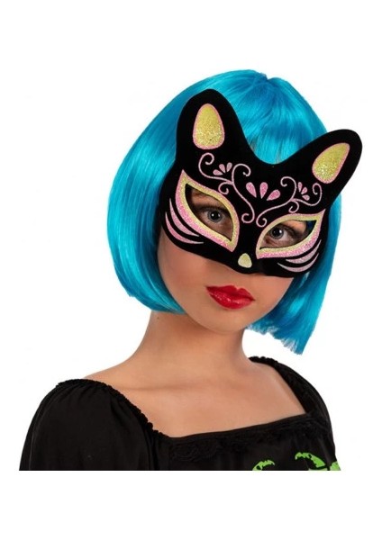 Siyah Süet Sarı Pembe Simli Kedi Maskesi fiyatları