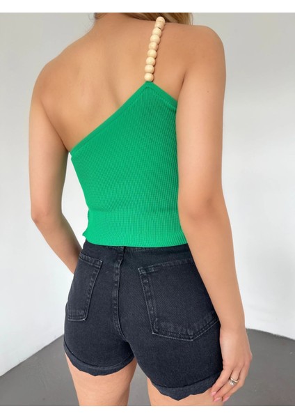 Ahşap Boncuklu Triko Bluz-Yeşi̇l fiyatları