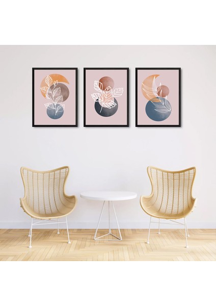 3 Parça Çerçeve Görünümlü Mdf Tablo Seti