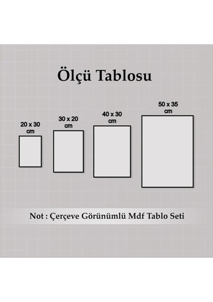 3 Parça Çerçeve Görünümlü Mdf Tablo Seti modelleri