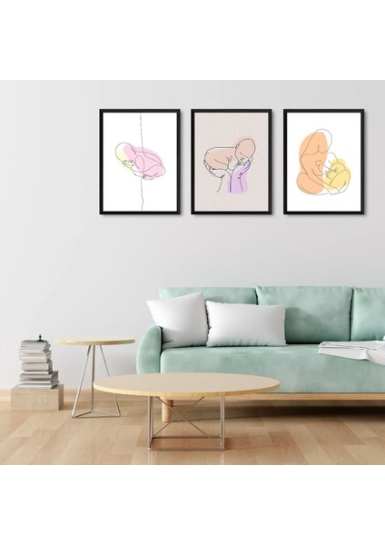 3 Parça Çerçeve Görünümlü Mdf Tablo Seti modelleri