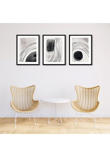 3 Parça Çerçeve Görünümlü Mdf Tablo Seti Setra