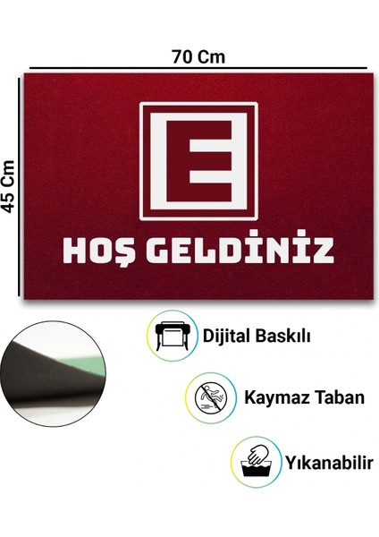 Eczane Logolu Kırmızı Hoş Geldiniz Welcome Kaymaz Iş Yeri Kapı Önü Paspası 45X70CM fiyatları