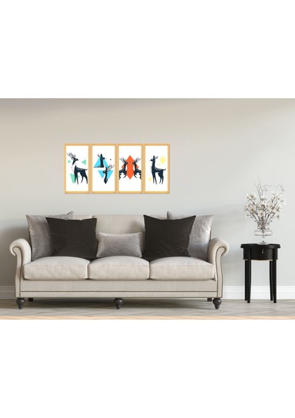 4 Parça Duvar Dekoru - Salon Oturma Yatak Odası Mutfak Ofis Antre Için Tablo Çerçeve Görünümlü fiyatları