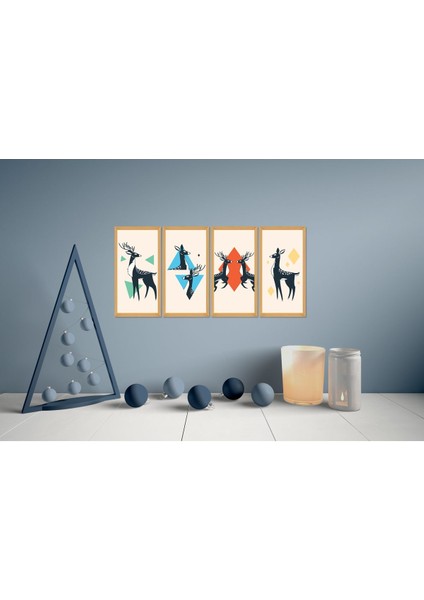 4 Parça Duvar Dekoru - Salon Oturma Yatak Odası Mutfak Ofis Antre Için Tablo Çerçeve Görünümlü modelleri