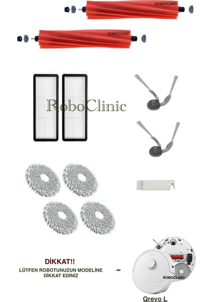 Roborock Qrevo L Yedek Ana Fırça, Yan Fırça, Hepa Filtre, Mop - 11 Parça