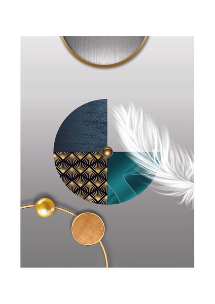 Zümrüt Yeşili & Altın Detaylı Lüks Geometrik 3'lü Mdf Tablo Seti fiyatları