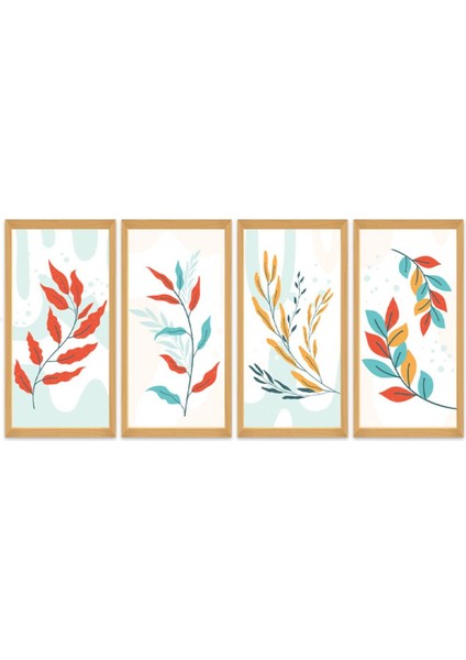 Parça Yapraklar Duvar Dekoru-Salon Oturma Yatak Odası Mutfak Ofis Için Tablo Seti Çerçeve Görünümlü