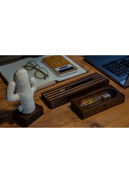 Woody Üçlü Ofis Seti Koyu Kahverengi