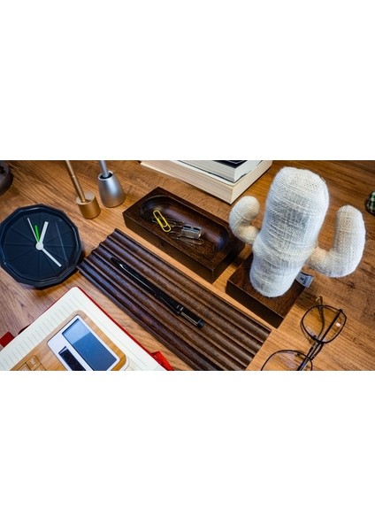 Woody Üçlü Ofis Seti Koyu Kahverengi modelleri