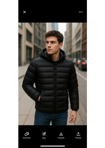 Unisex Içi Kürklü Şişme Mont bol kalıp