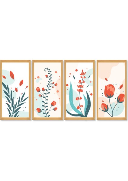 Parça Yapraklar Duvar Dekoru-Salon Oturma Yatak Odası Mutfak Ofis Için Tablo Seti Çerçeve Görünümlü
