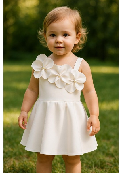 Kız Çocuk Boncuklu Çiçekli Abiye Elbise