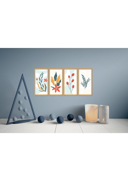 4 Parça Duvar Dekoru - Salon Oturma Yatak Odası Mutfak Ofis Antre Için Tablo Çerçeve Görünümlü
