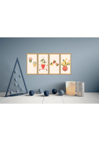 Parça Yapraklar Duvar Dekoru-Salon Oturma Yatak Odası Mutfak Ofis Için Tablo Seti Çerçeve Görünümlü