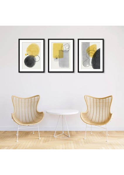 3 Parça Çerçeve Görünümlü Mdf Tablo Seti